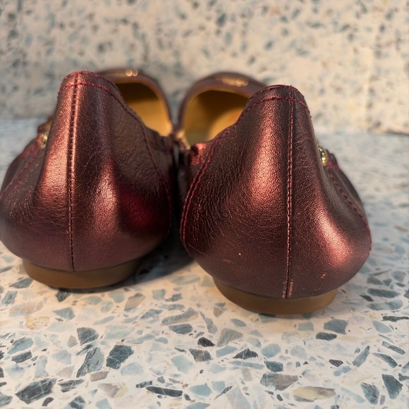 Coach Camilla Metallic Burgundy Leather Ballet Flats Women’s 7.5 - Picture 5 of 7